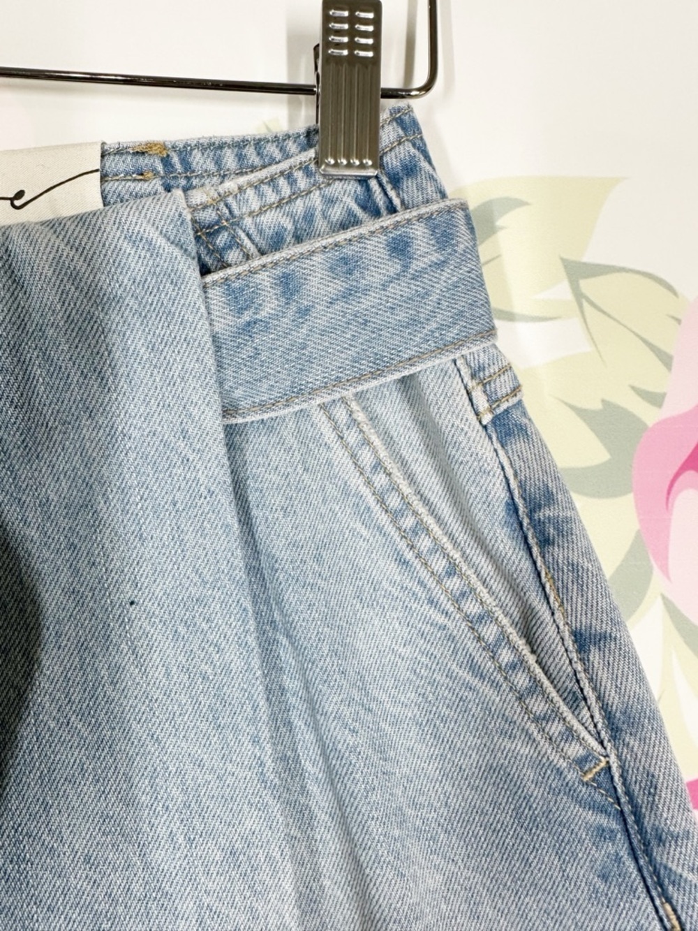 NEW Free People We The Free High Tide Belted Crop Oasis Blue Denim Jeans XS - Picture 6 of 13